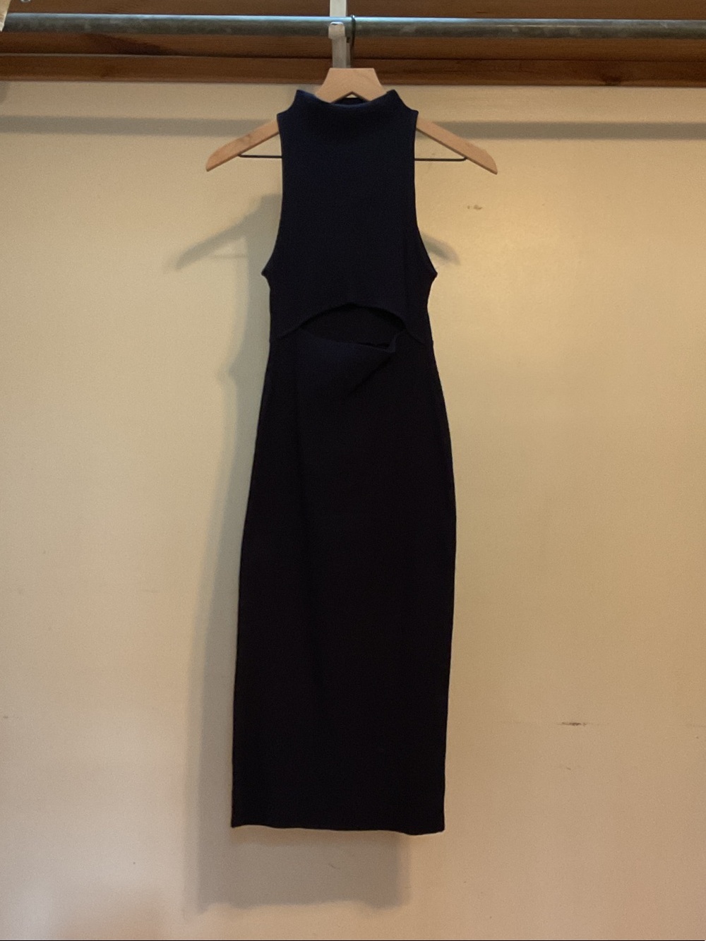 Zara Black Sleeveless Midi Dress with Front Cutout